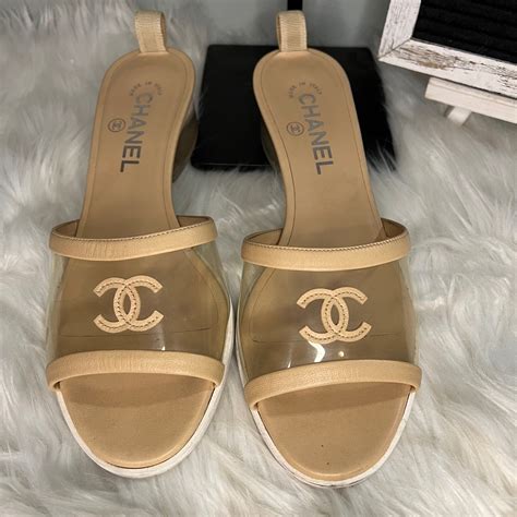 chanel pvc slides price|Chanel slides for women.